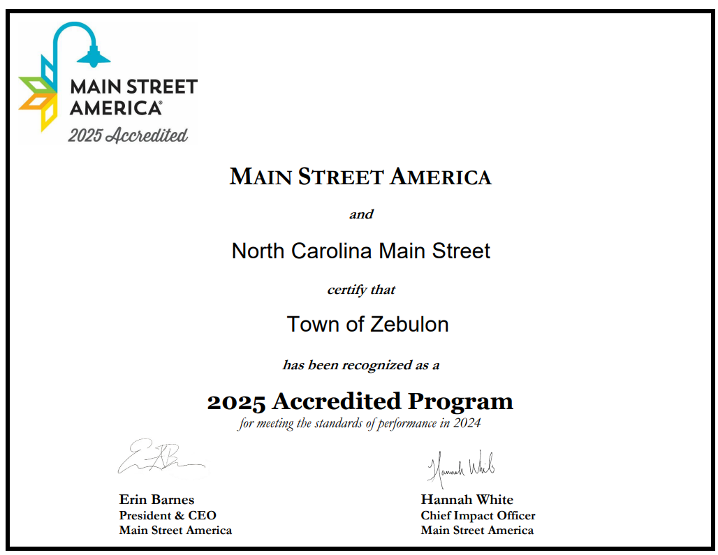 Main Street America Accreditation Certificate